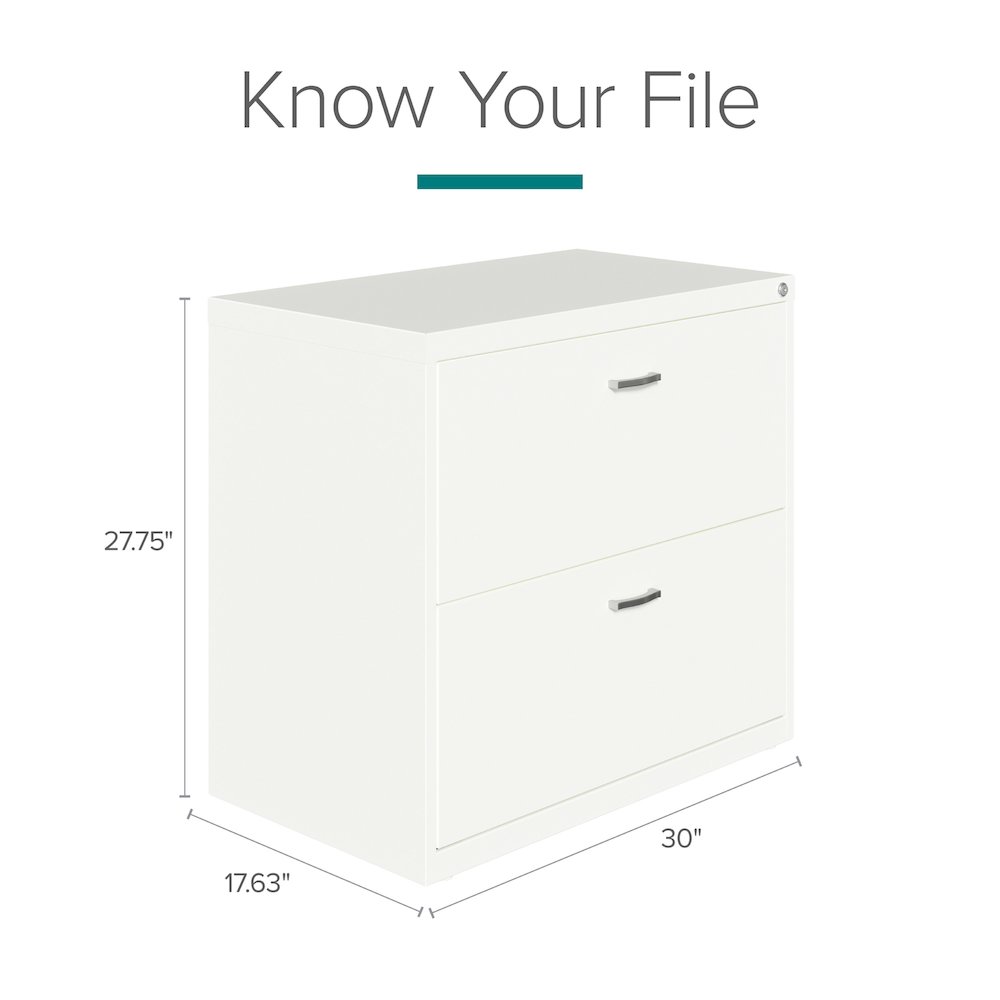 Space Solutions 30 inch Wide 2 Drawer Lateral File Cabinet White. Picture 8