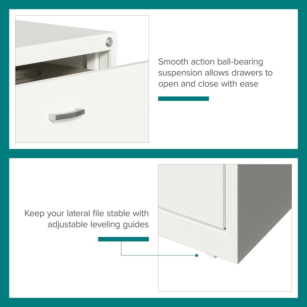Space Solutions 30 inch Wide 2 Drawer Lateral File Cabinet White. Picture 13