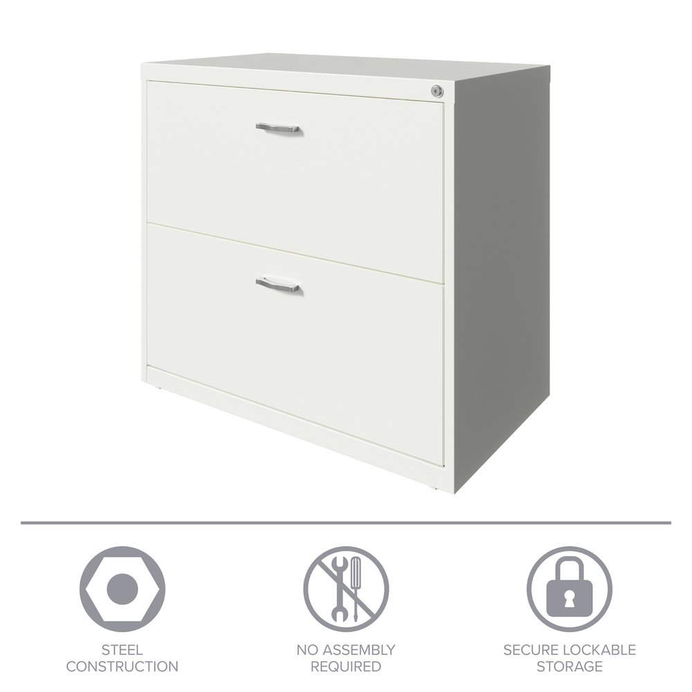 Space Solutions 30 inch Wide 2 Drawer Lateral File Cabinet White. Picture 14