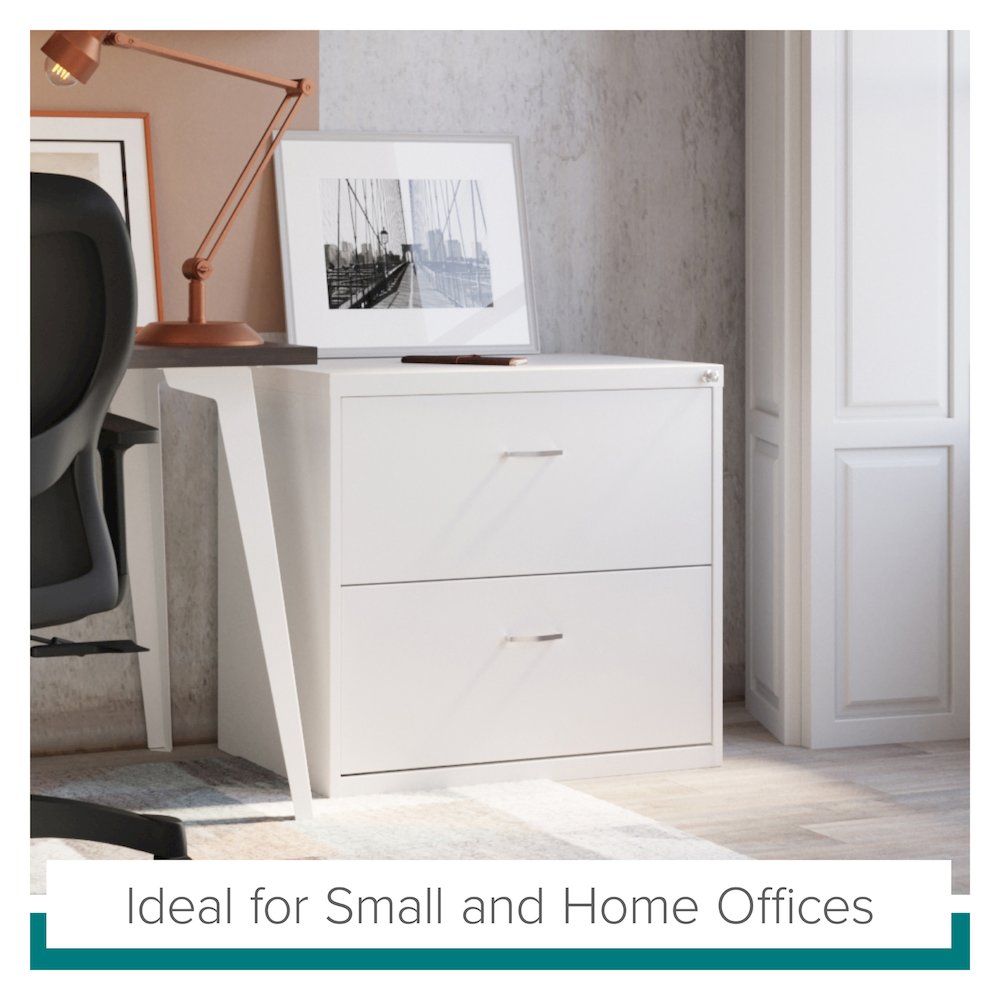 Space Solutions 30 inch Wide 2 Drawer Lateral File Cabinet White. Picture 15