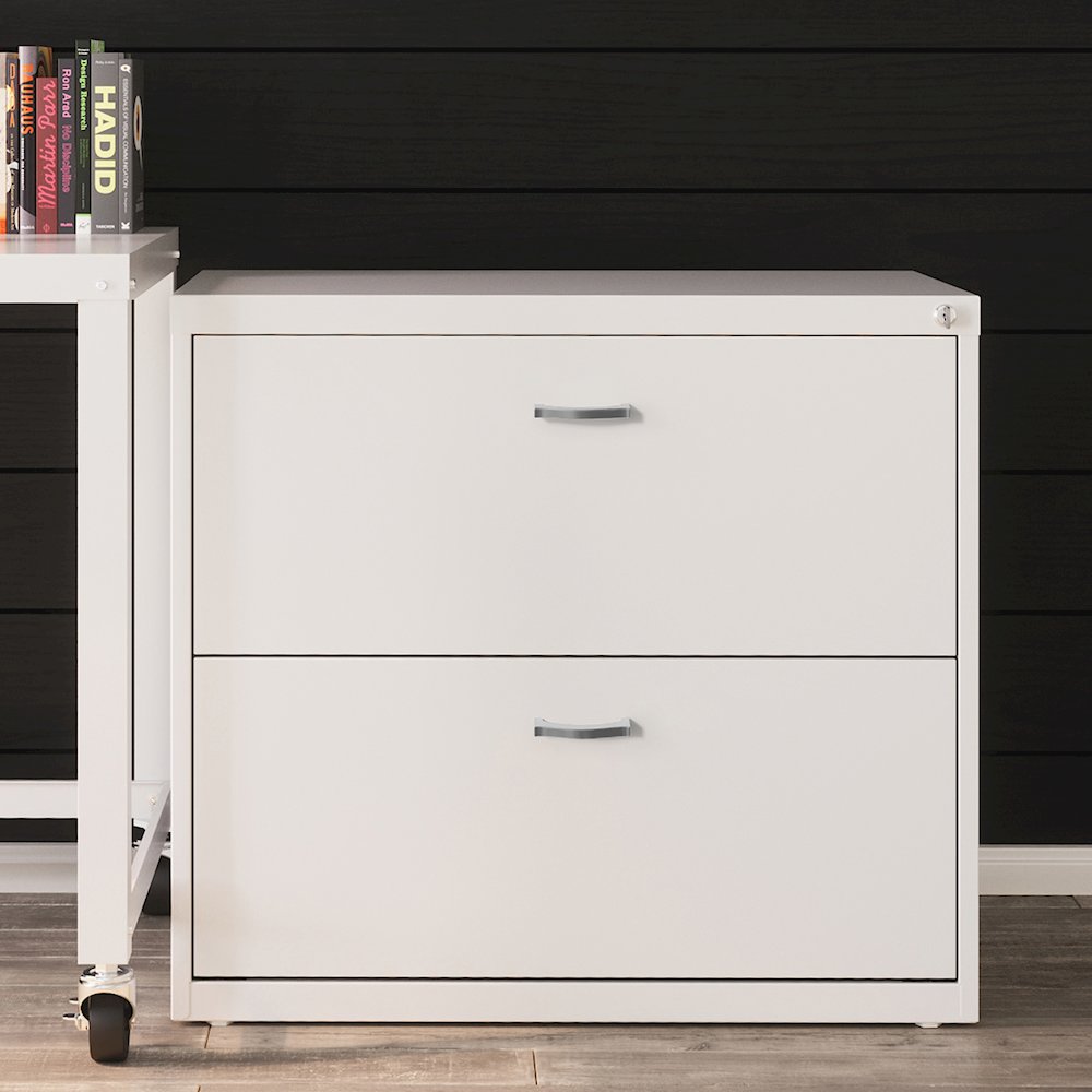 Space Solutions 30 inch Wide 2 Drawer Lateral File Cabinet White. Picture 17