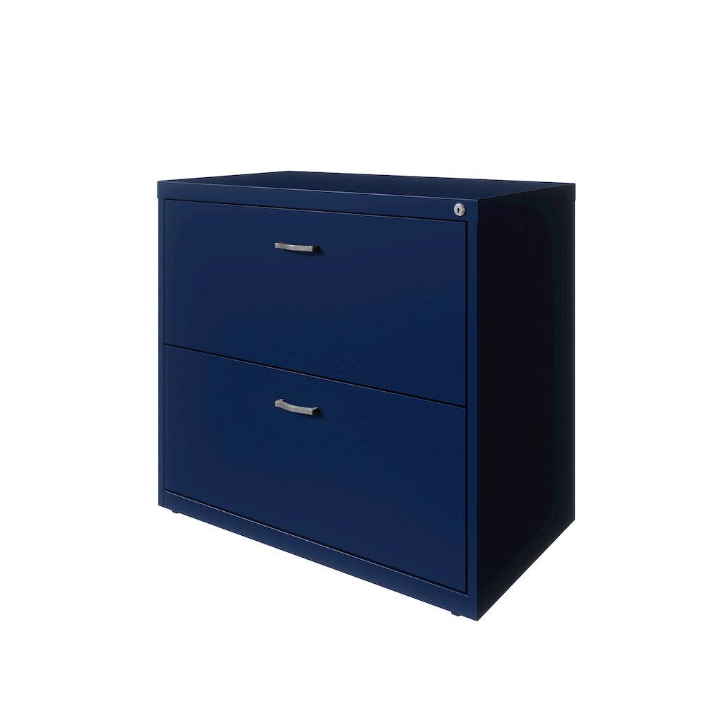 Space Solutions 30 inch Wide 2 Drawer Lateral File Cabinet Navy. Picture 3