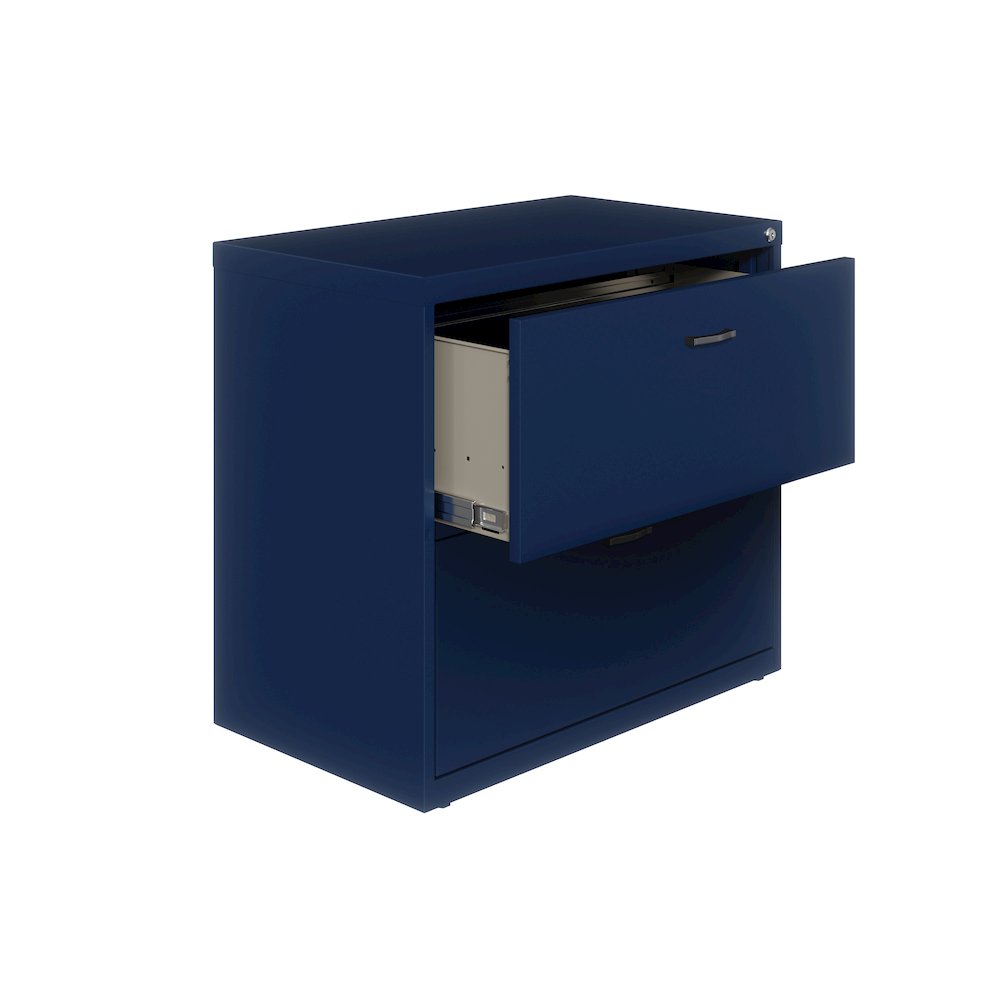 Space Solutions 30 inch Wide 2 Drawer Lateral File Cabinet Navy. Picture 4