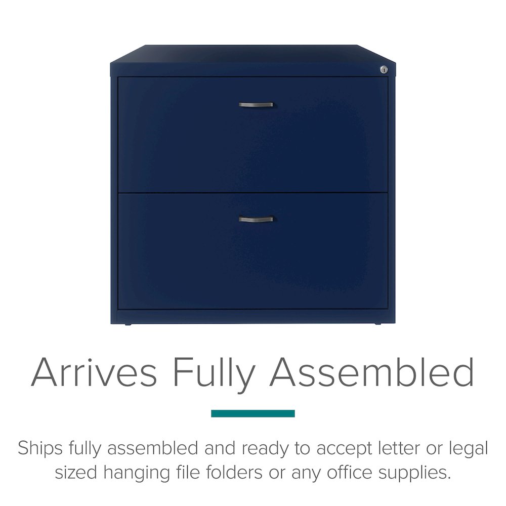 Space Solutions 30 inch Wide 2 Drawer Lateral File Cabinet Navy. Picture 6