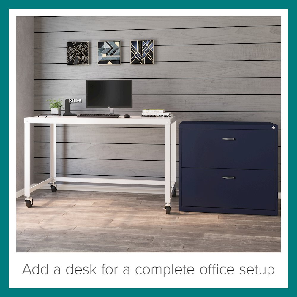 Space Solutions 30 inch Wide 2 Drawer Lateral File Cabinet Navy. Picture 7