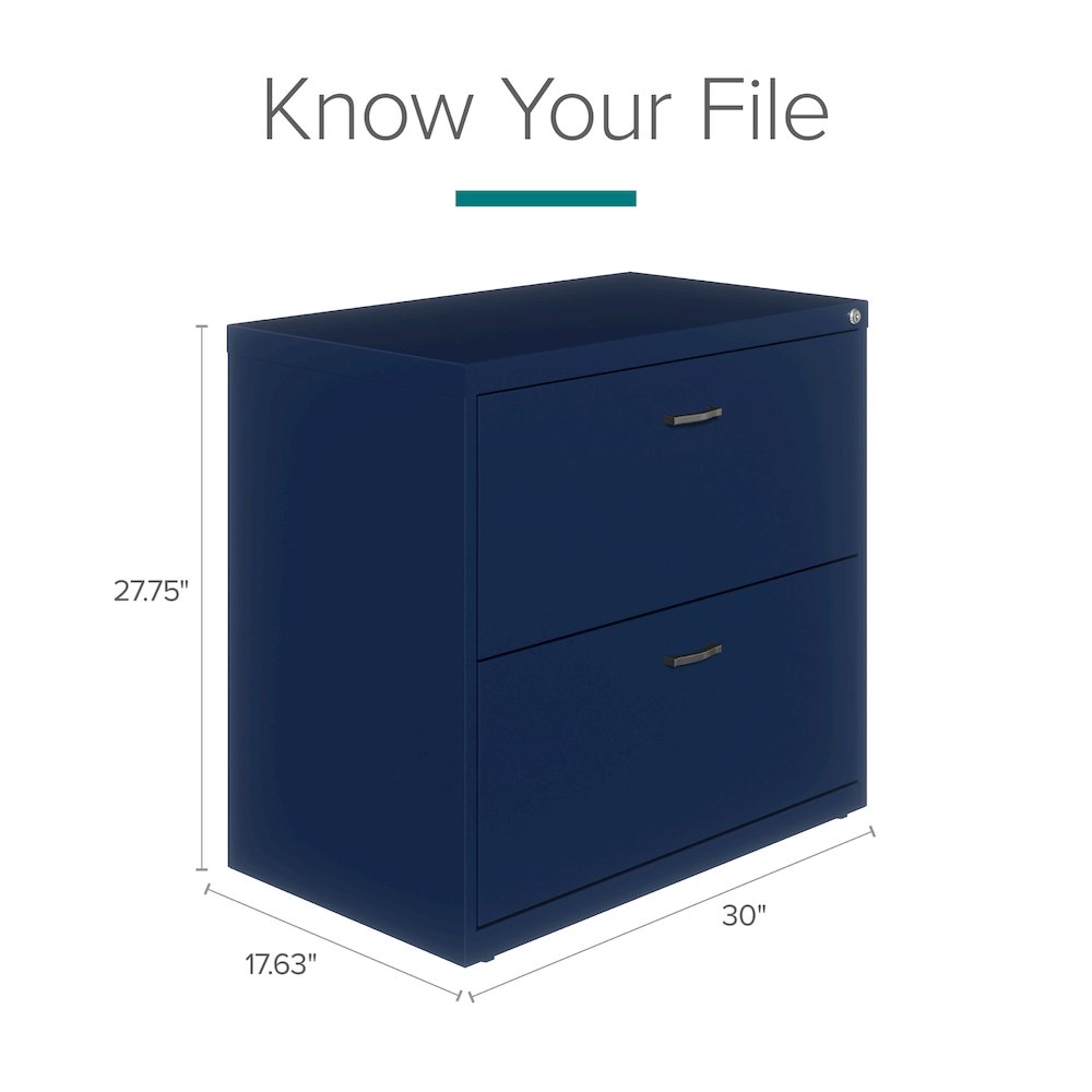 Space Solutions 30 inch Wide 2 Drawer Lateral File Cabinet Navy. Picture 11