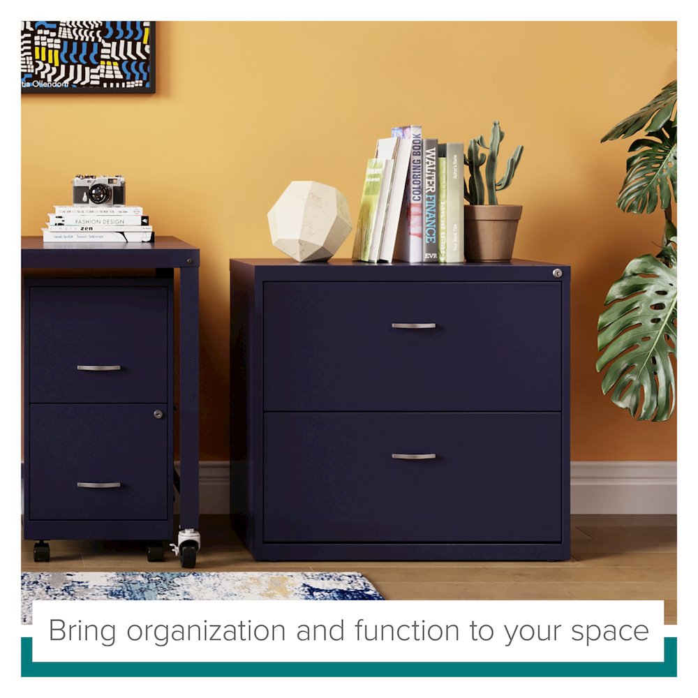 Space Solutions 30 inch Wide 2 Drawer Lateral File Cabinet Navy. Picture 9