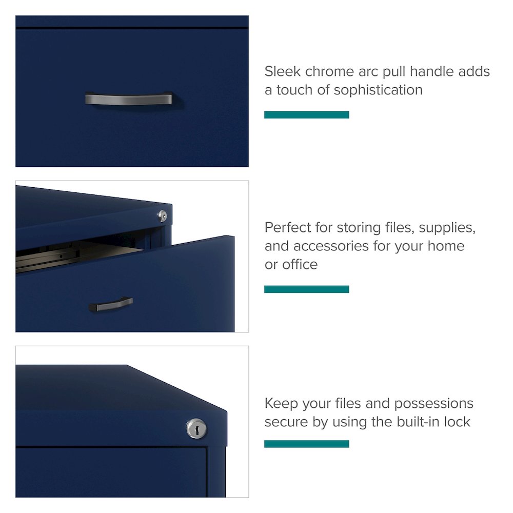 Space Solutions 30 inch Wide 2 Drawer Lateral File Cabinet Navy. Picture 10