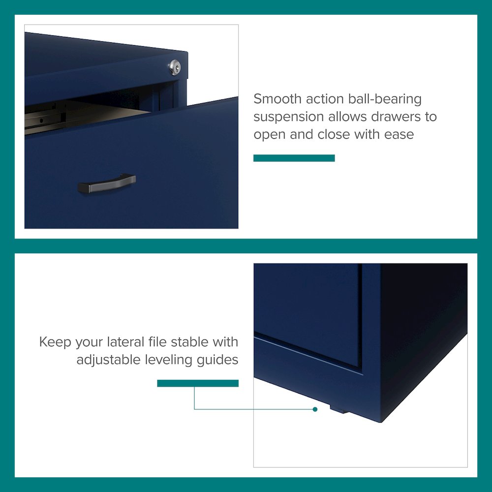 Space Solutions 30 inch Wide 2 Drawer Lateral File Cabinet Navy. Picture 13
