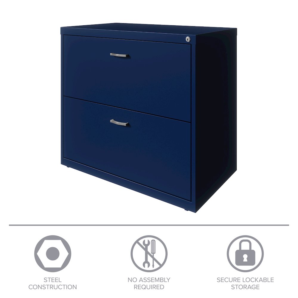 Space Solutions 30 inch Wide 2 Drawer Lateral File Cabinet Navy. Picture 16