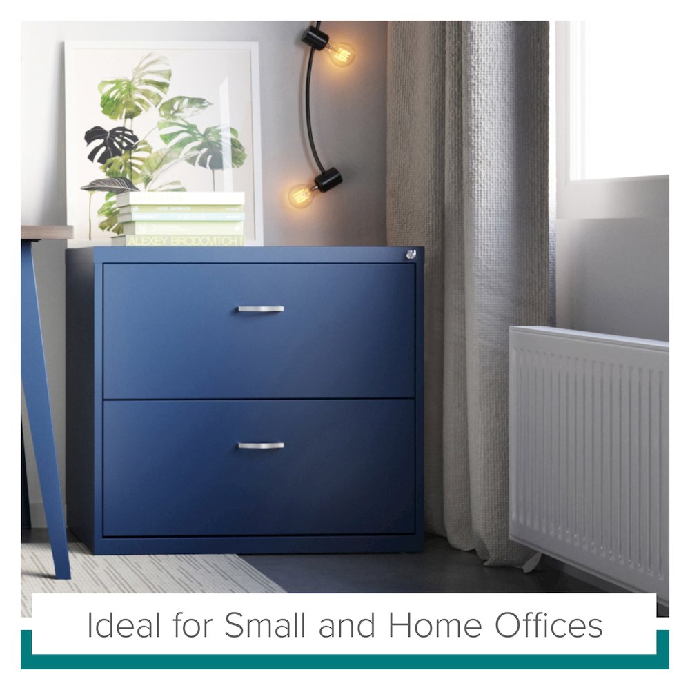Space Solutions 30 inch Wide 2 Drawer Lateral File Cabinet Navy. Picture 17