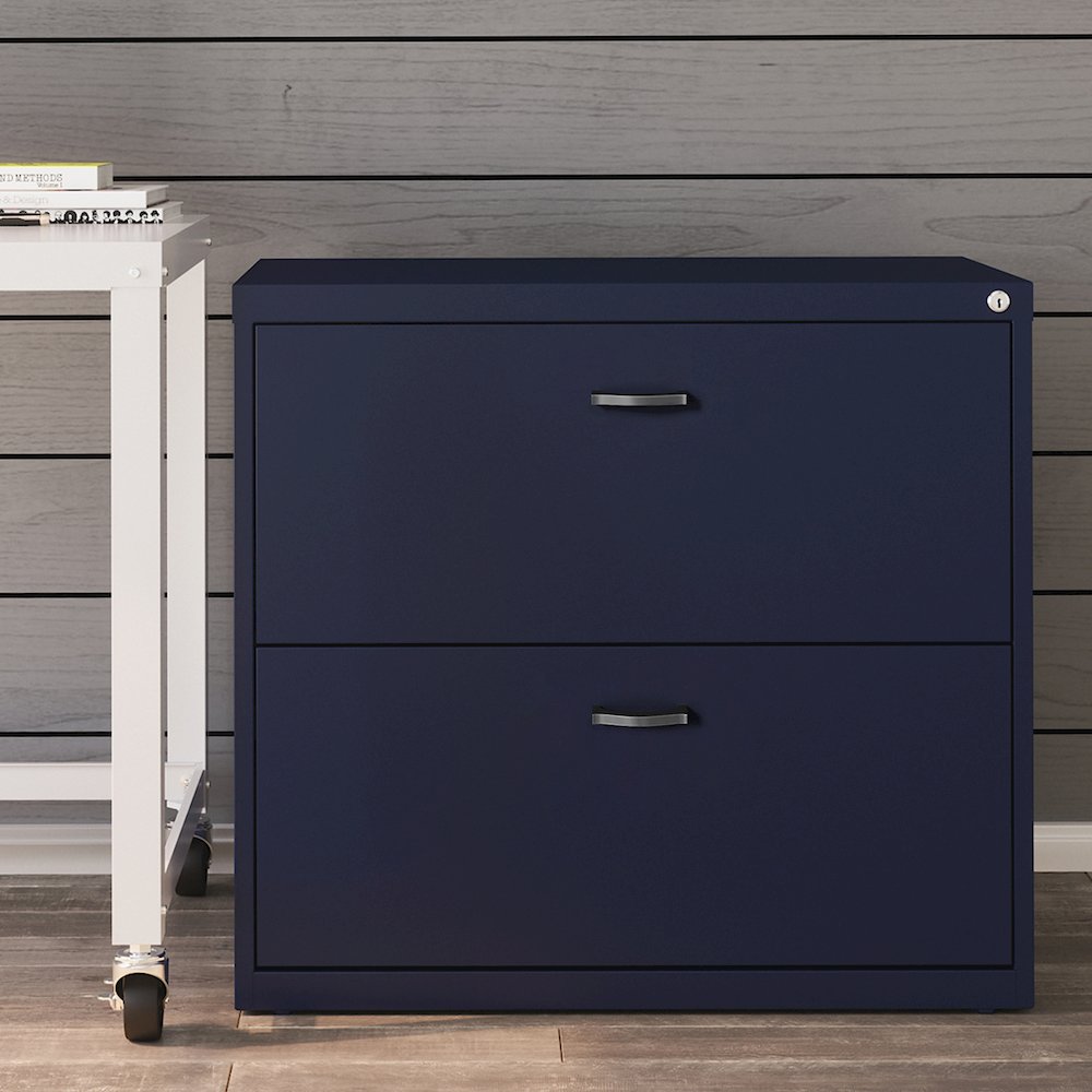 Space Solutions 30 inch Wide 2 Drawer Lateral File Cabinet Navy. Picture 18