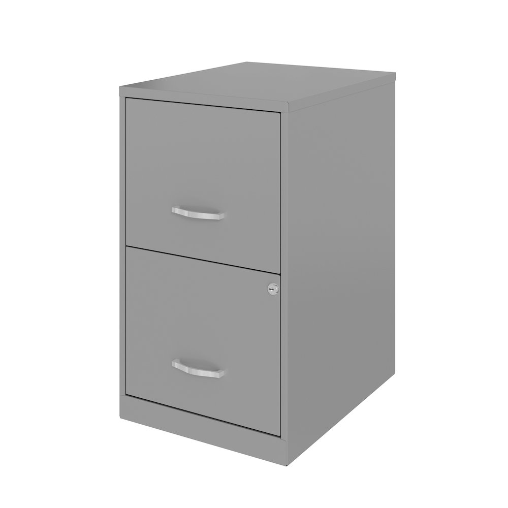 Space Solutions 18" Deep 2 Drawer Vertical File Cabinet, Arctic Silver. Picture 2