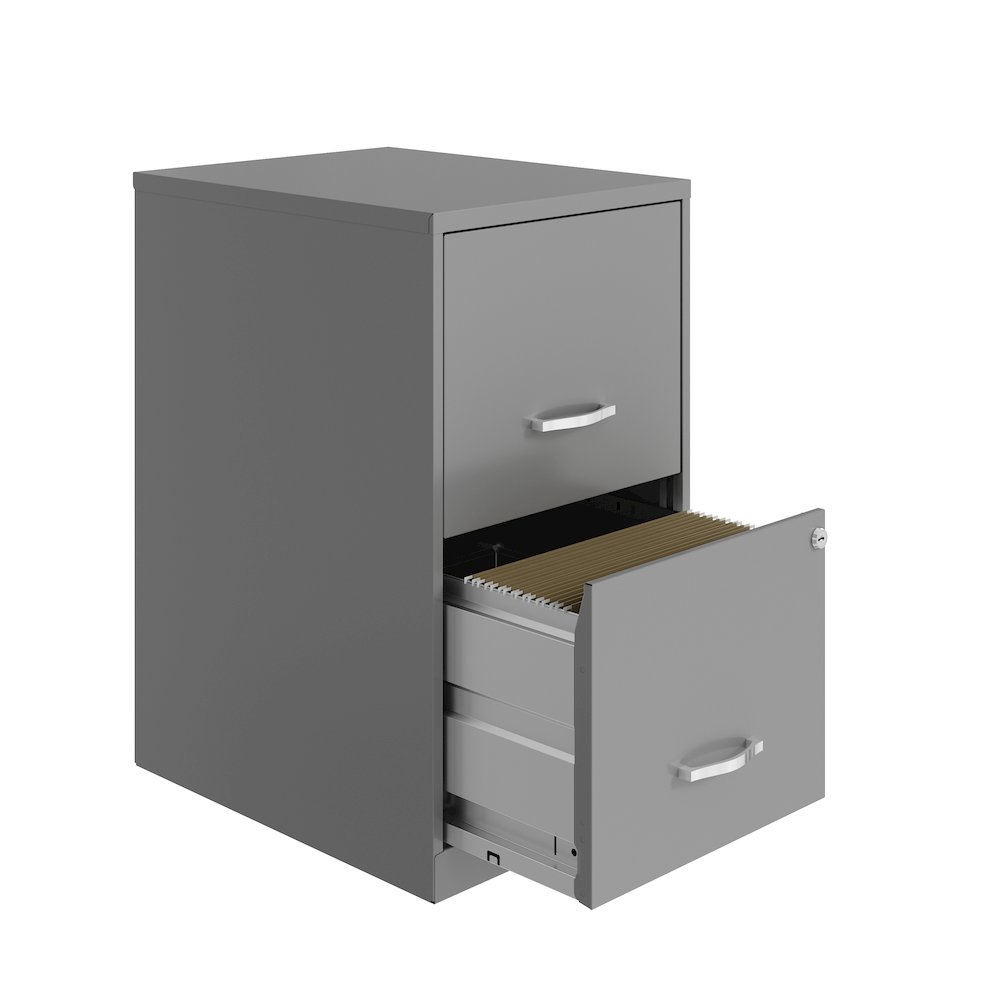 Space Solutions 18" Deep 2 Drawer Vertical File Cabinet, Arctic Silver. Picture 3