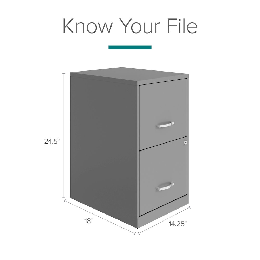 Space Solutions 18" Deep 2 Drawer Vertical File Cabinet, Arctic Silver. Picture 8