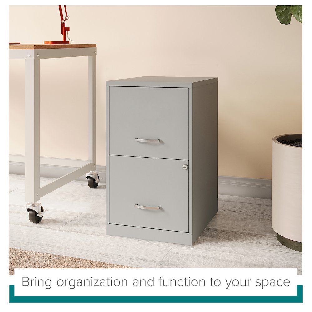 Space Solutions 18" Deep 2 Drawer Vertical File Cabinet, Arctic Silver. Picture 11