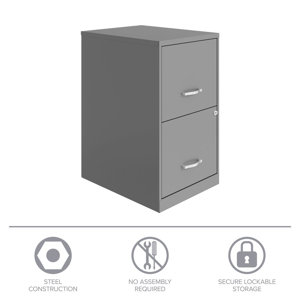Space Solutions 18" Deep 2 Drawer Vertical File Cabinet, Arctic Silver. Picture 15