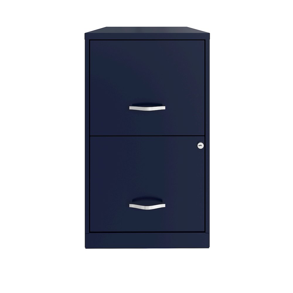 Space Solutions 18" Deep 2 Drawer Letter Width Vertical File Cabinet, Navy. Picture 1