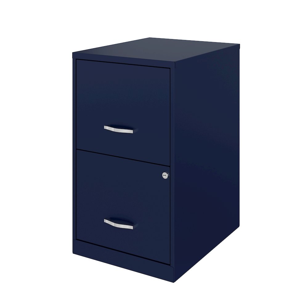 Space Solutions 18" Deep 2 Drawer Letter Width Vertical File Cabinet, Navy. Picture 2