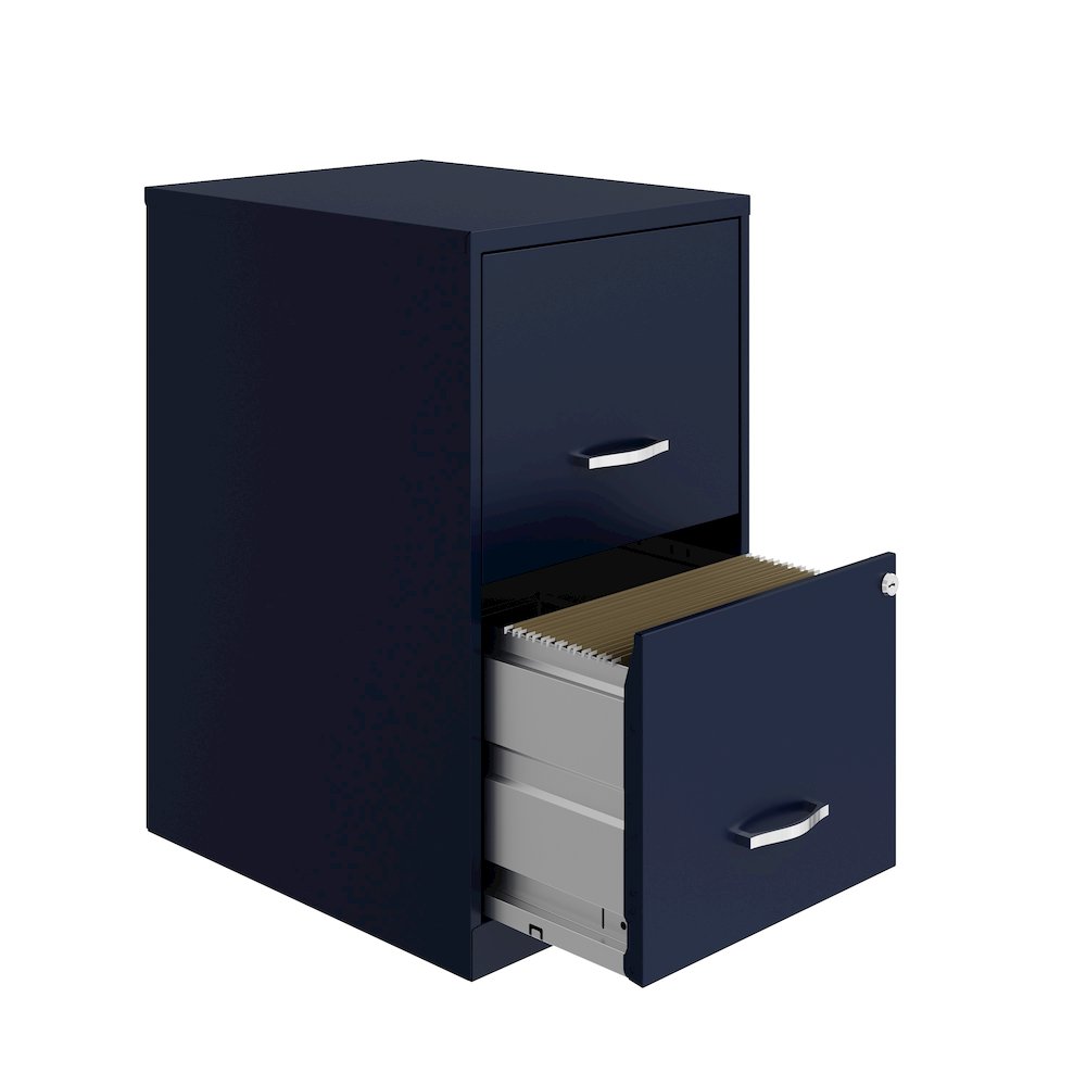 Space Solutions 18" Deep 2 Drawer Letter Width Vertical File Cabinet, Navy. Picture 3