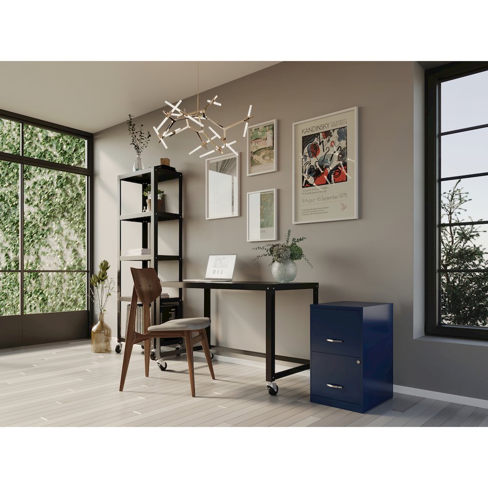 Space Solutions 18" Deep 2 Drawer Letter Width Vertical File Cabinet, Navy. Picture 9