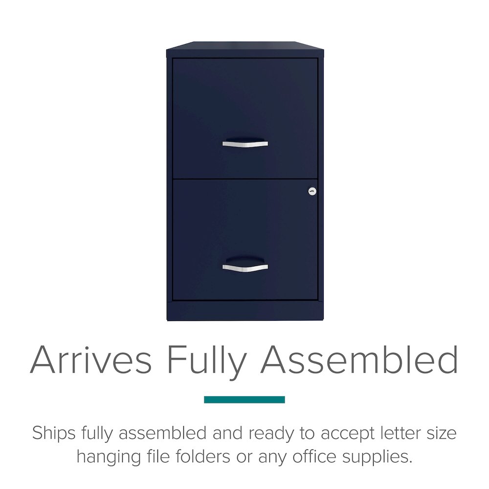 Space Solutions 18" Deep 2 Drawer Letter Width Vertical File Cabinet, Navy. Picture 5