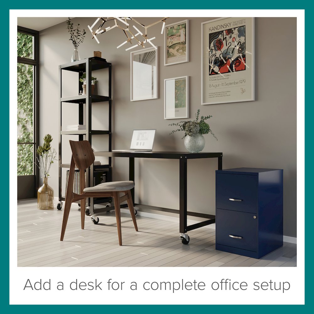 Space Solutions 18" Deep 2 Drawer Letter Width Vertical File Cabinet, Navy. Picture 7