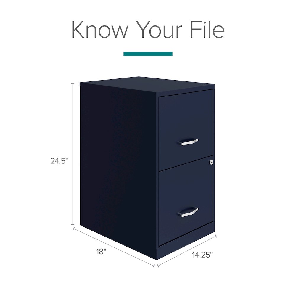 Space Solutions 18" Deep 2 Drawer Letter Width Vertical File Cabinet, Navy. Picture 8