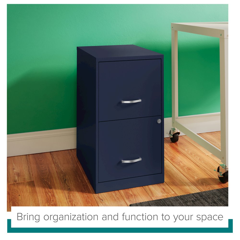 Space Solutions 18" Deep 2 Drawer Letter Width Vertical File Cabinet, Navy. Picture 11