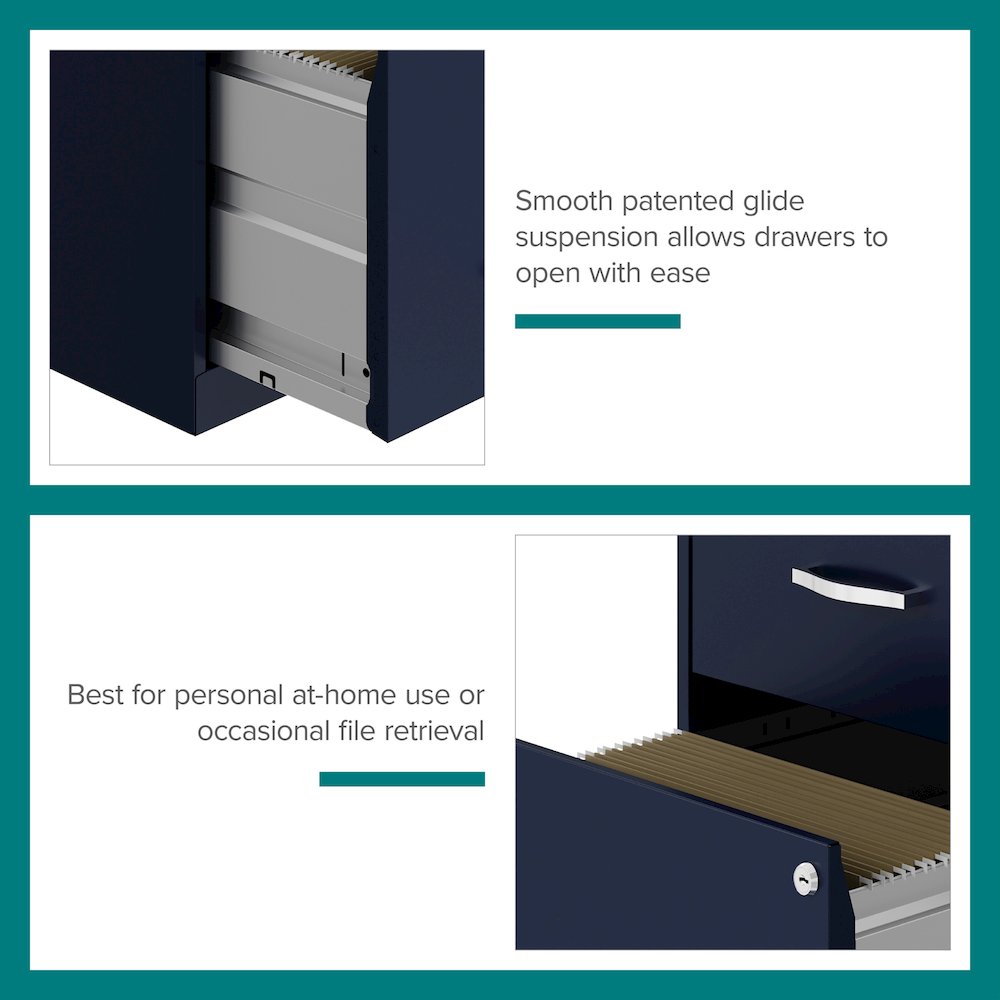 Space Solutions 18" Deep 2 Drawer Letter Width Vertical File Cabinet, Navy. Picture 14