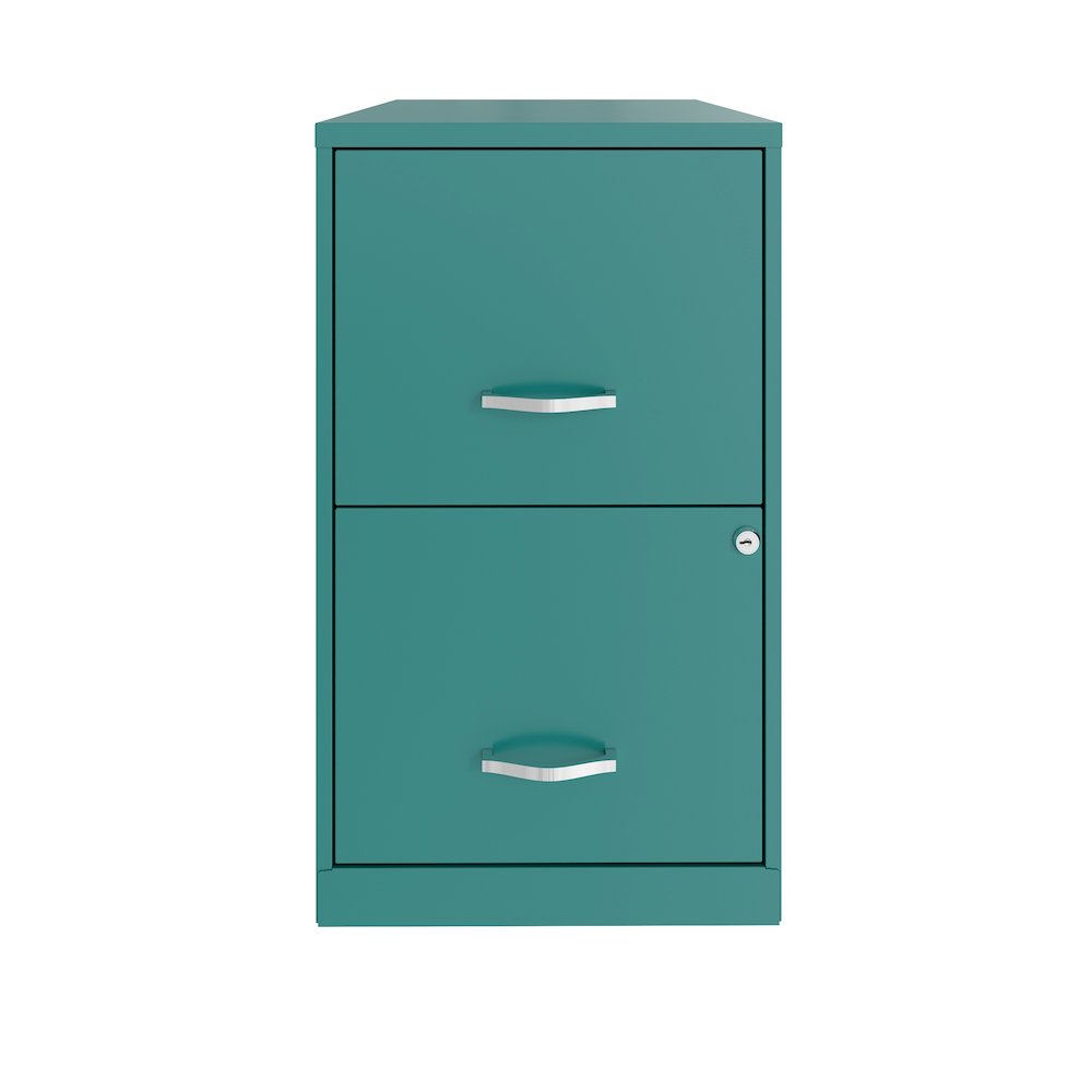 Space Solutions 18" Deep 2 Drawer Letter Width Vertical File Cabinet, Teal. Picture 1