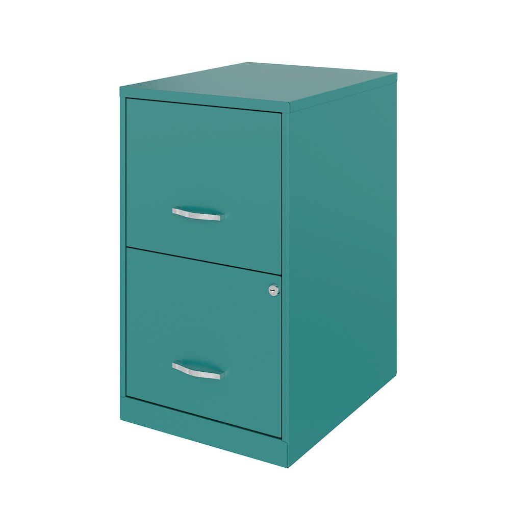 Space Solutions 18" Deep 2 Drawer Letter Width Vertical File Cabinet, Teal. Picture 2