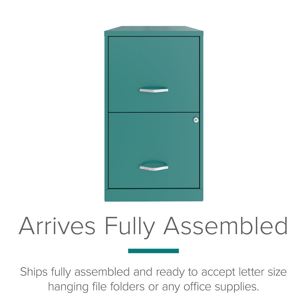 Space Solutions 18" Deep 2 Drawer Letter Width Vertical File Cabinet, Teal. Picture 6