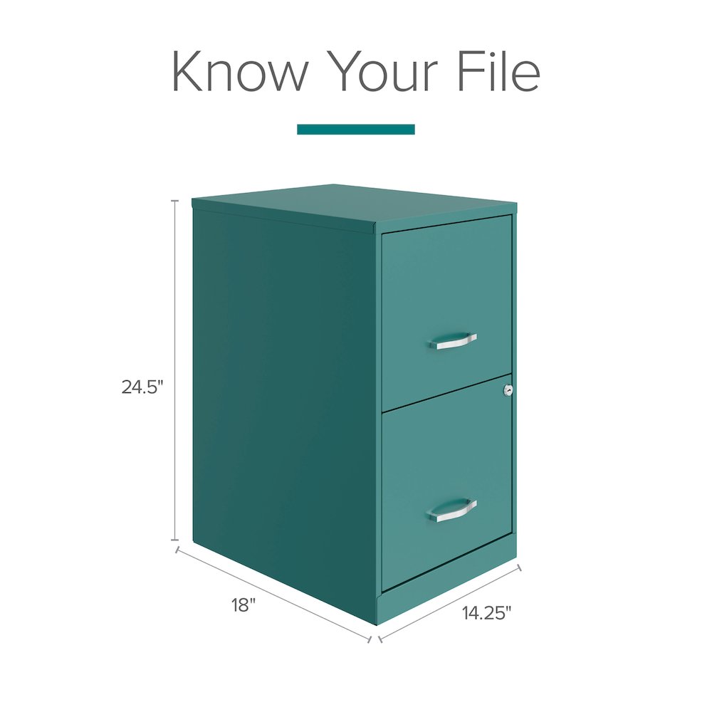 Space Solutions 18" Deep 2 Drawer Letter Width Vertical File Cabinet, Teal. Picture 9