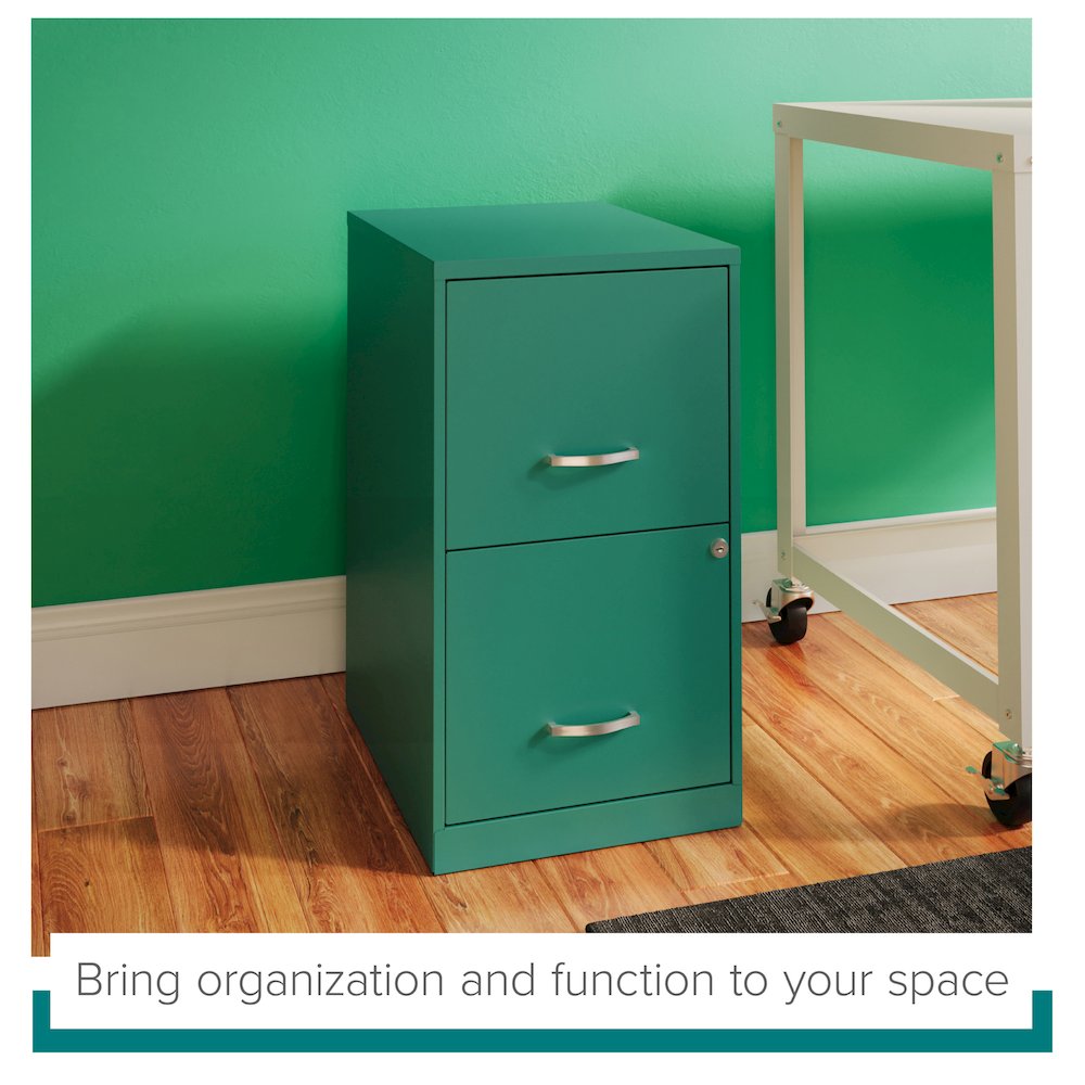 Space Solutions 18" Deep 2 Drawer Letter Width Vertical File Cabinet, Teal. Picture 11