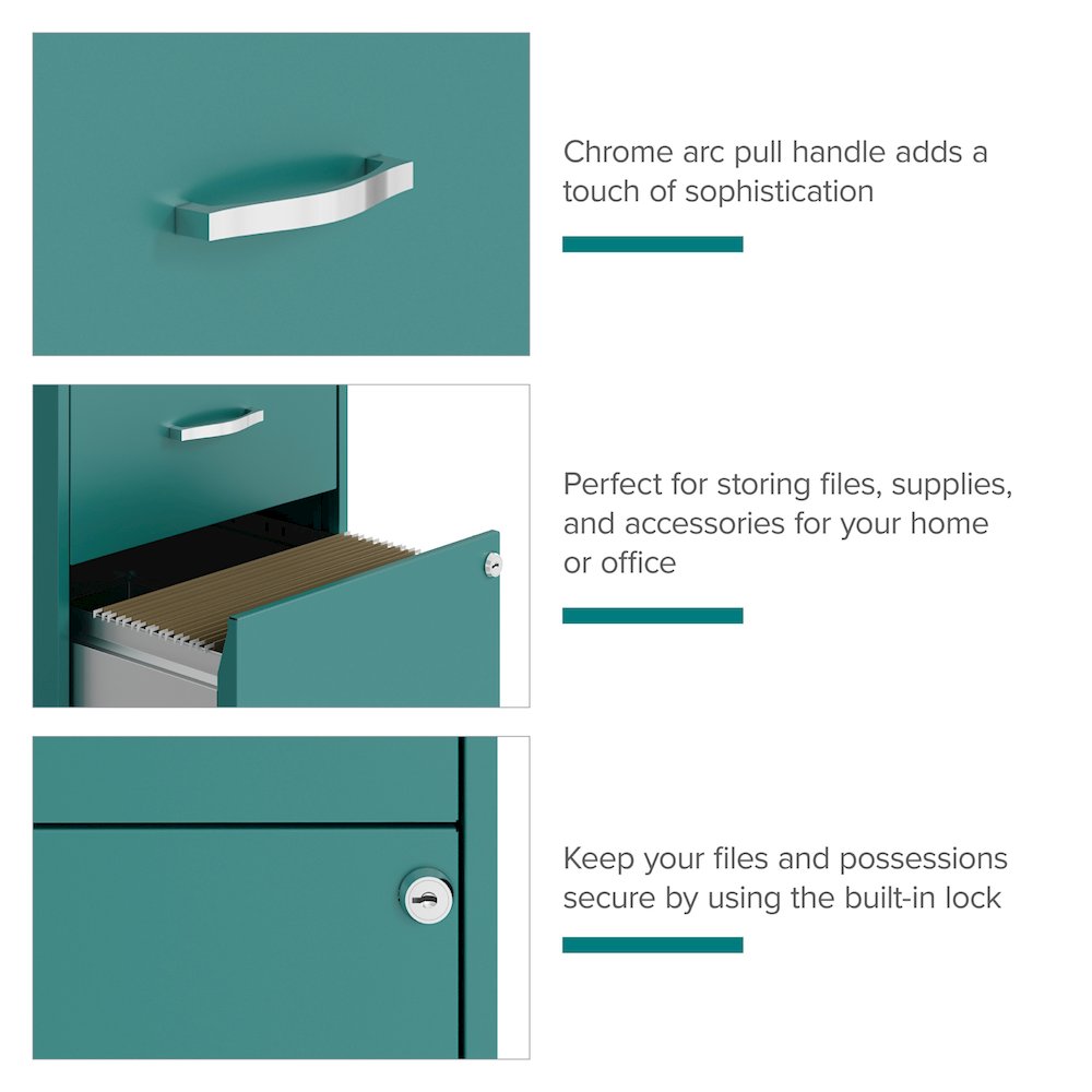 Space Solutions 18" Deep 2 Drawer Letter Width Vertical File Cabinet, Teal. Picture 12