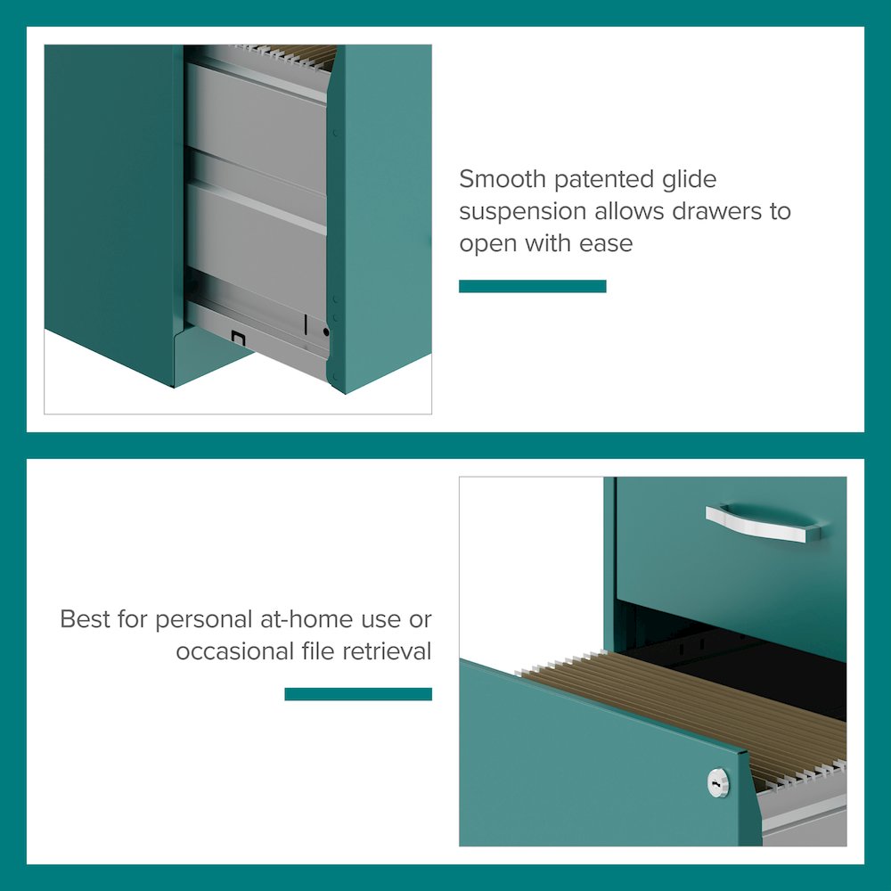 Space Solutions 18" Deep 2 Drawer Letter Width Vertical File Cabinet, Teal. Picture 14