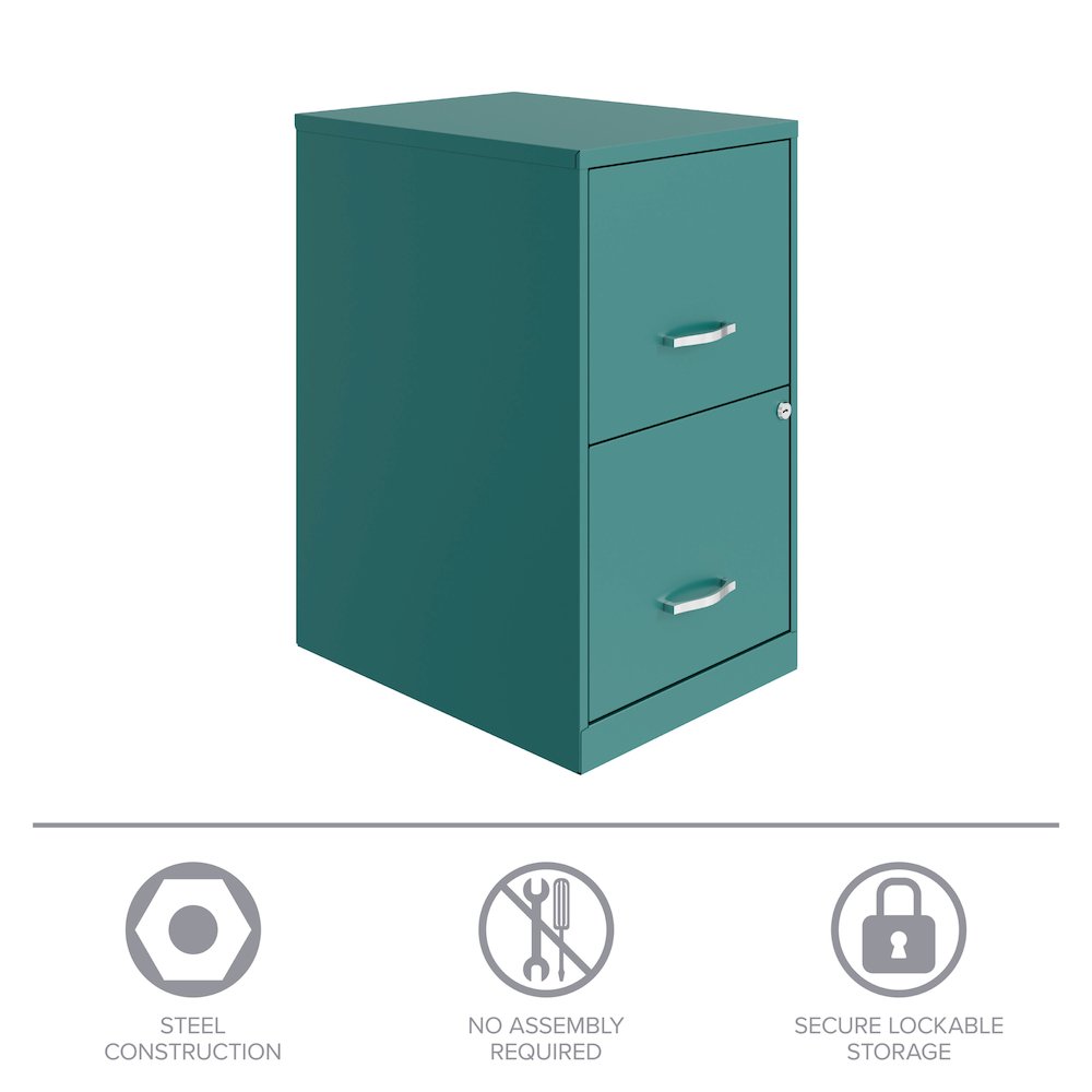 Space Solutions 18" Deep 2 Drawer Letter Width Vertical File Cabinet, Teal. Picture 15