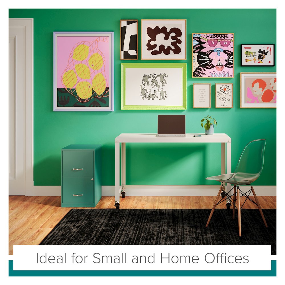 Space Solutions 18" Deep 2 Drawer Letter Width Vertical File Cabinet, Teal. Picture 16