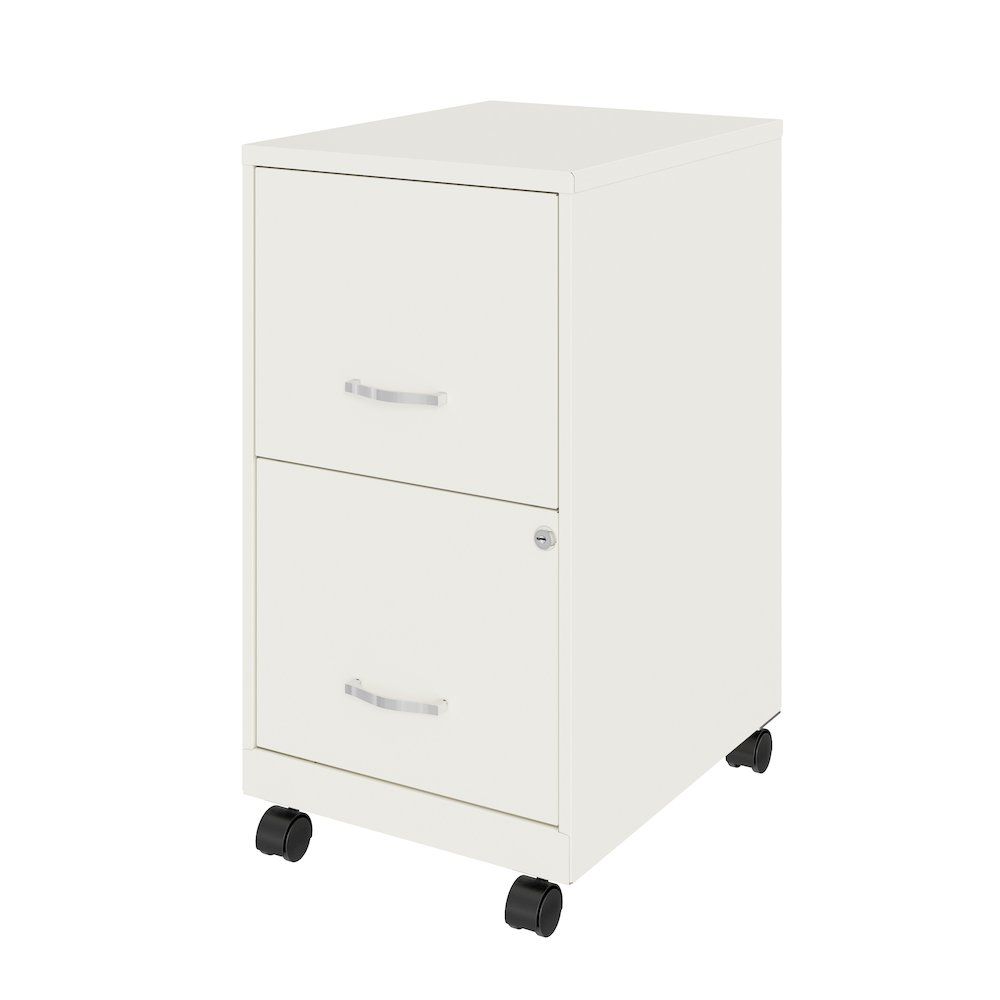 Space Solutions 18" Deep 2 Drawer Vertical File Cabinet, Pearl White. Picture 2