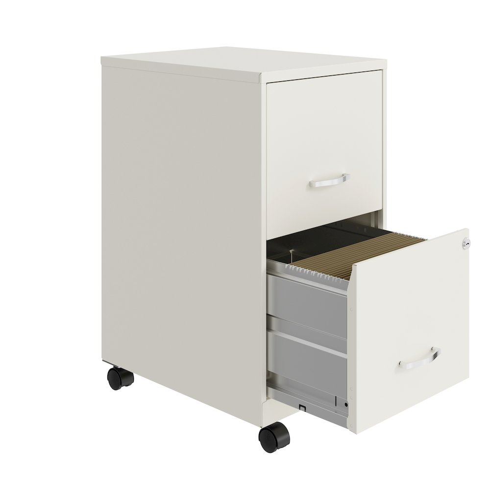 Space Solutions 18" Deep 2 Drawer Vertical File Cabinet, Pearl White. Picture 3