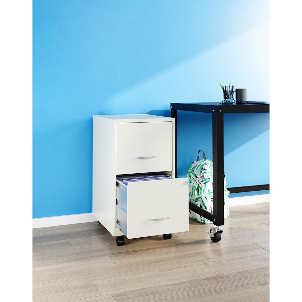 Space Solutions 18" Deep 2 Drawer Vertical File Cabinet, Pearl White. Picture 8