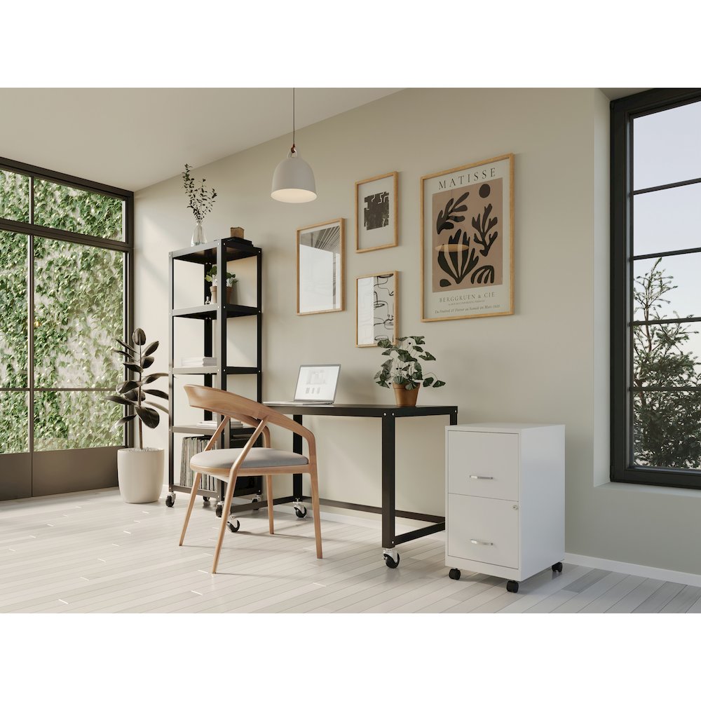 Space Solutions 18" Deep 2 Drawer Vertical File Cabinet, Pearl White. Picture 9