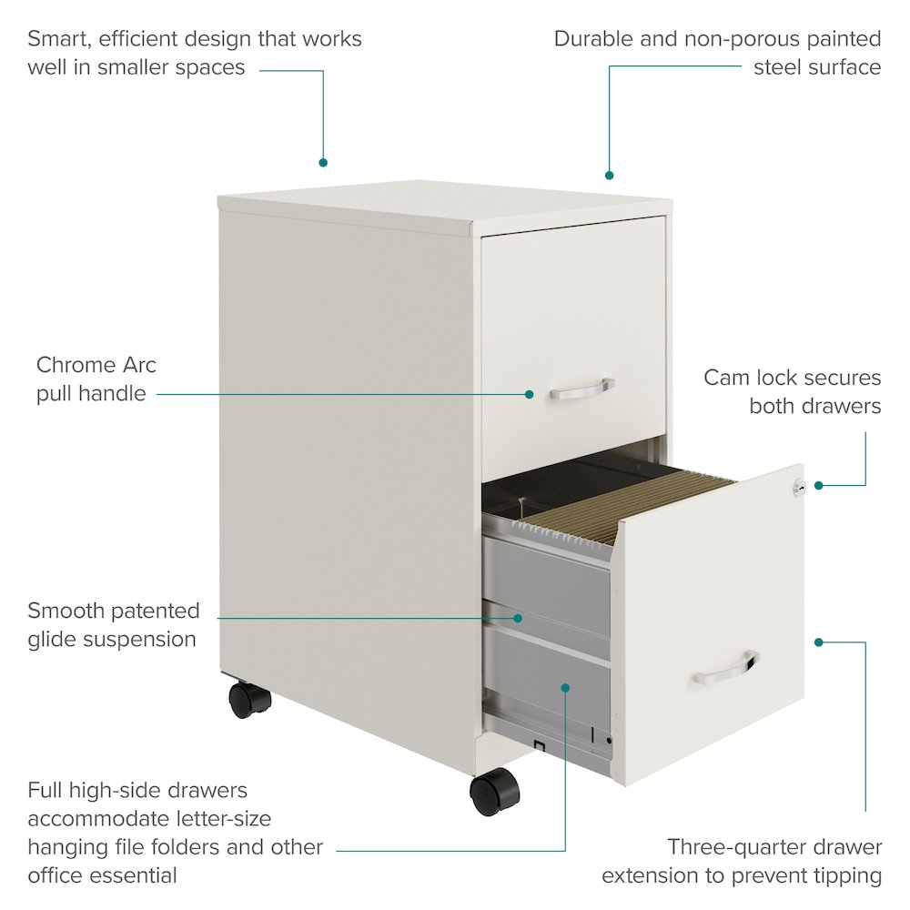 Space Solutions 18" Deep 2 Drawer Vertical File Cabinet, Pearl White. Picture 14