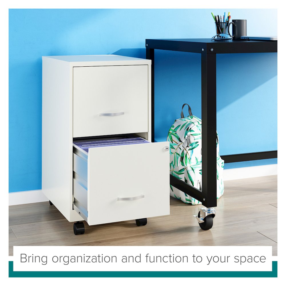 Space Solutions 18" Deep 2 Drawer Vertical File Cabinet, Pearl White. Picture 15