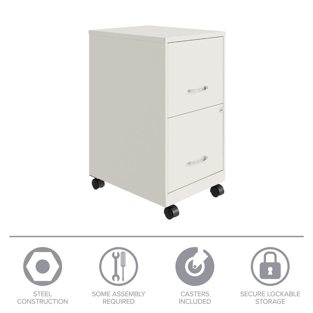 Space Solutions 18" Deep 2 Drawer Vertical File Cabinet, Pearl White. Picture 19