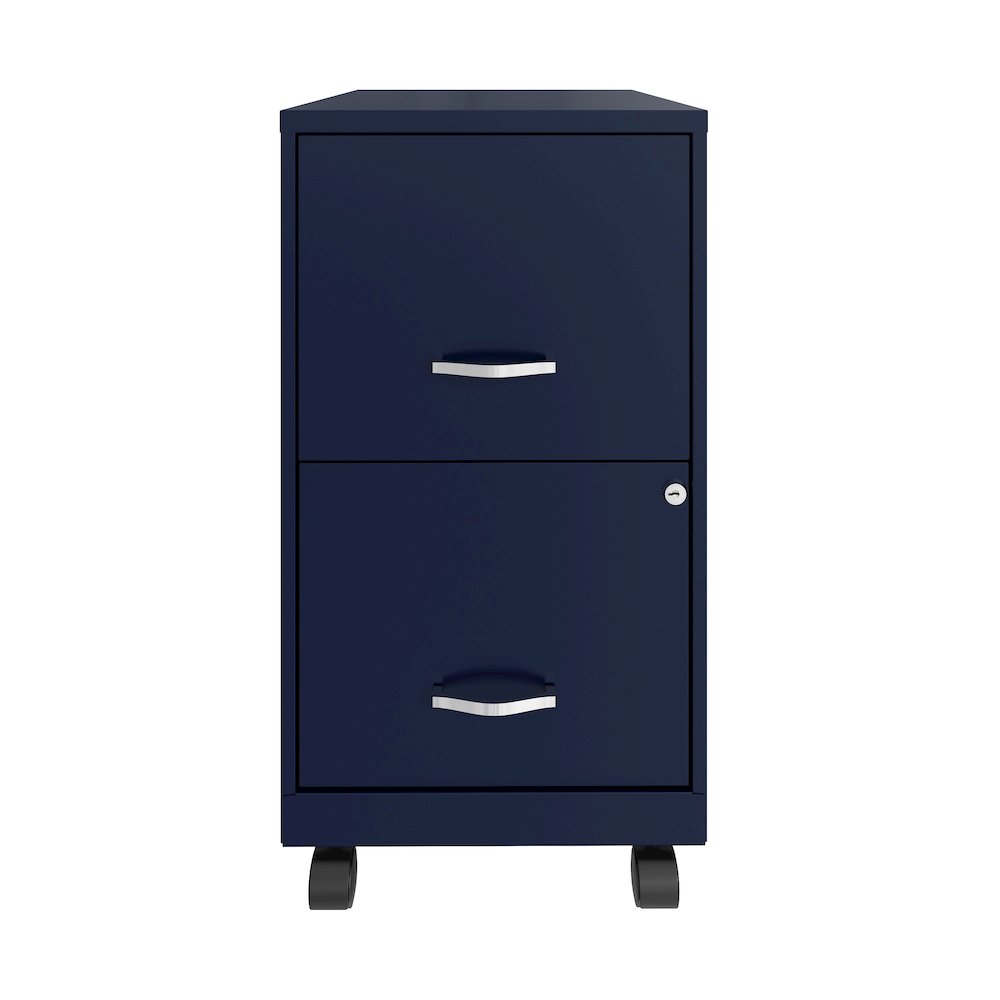 Space Solutions 18" Deep 2 Drawer Vertical File Cabinet, Navy. Picture 1
