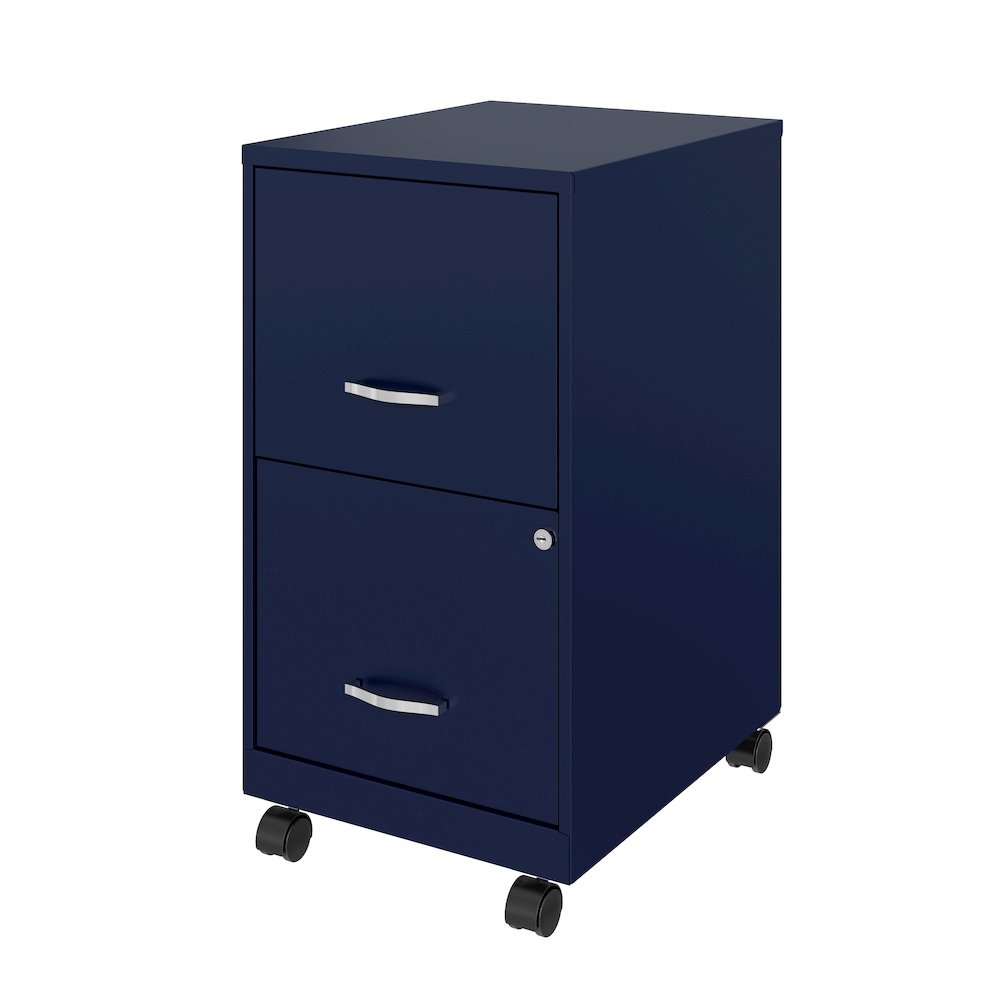 Space Solutions 18" Deep 2 Drawer Vertical File Cabinet, Navy. Picture 2