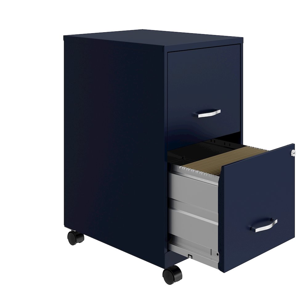 Space Solutions 18" Deep 2 Drawer Vertical File Cabinet, Navy. Picture 3