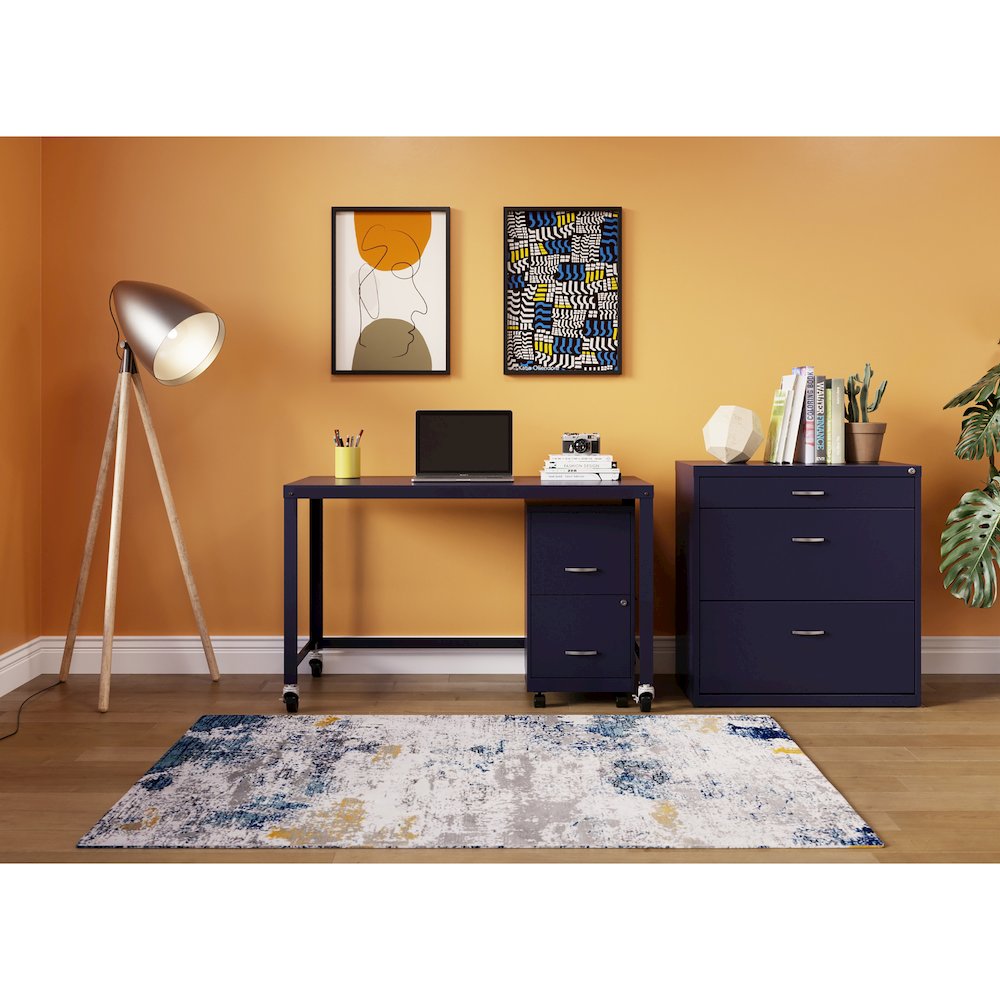 Space Solutions 18" Deep 2 Drawer Vertical File Cabinet, Navy. Picture 7